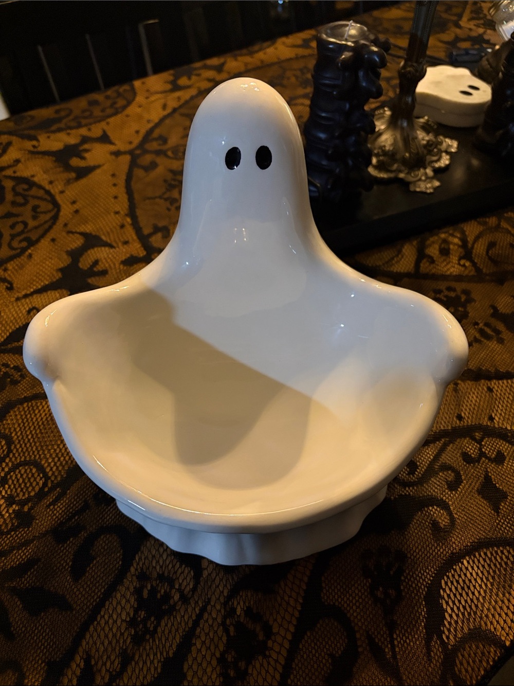 White Ceramic Ghost Candy Dish - Holiday Decor